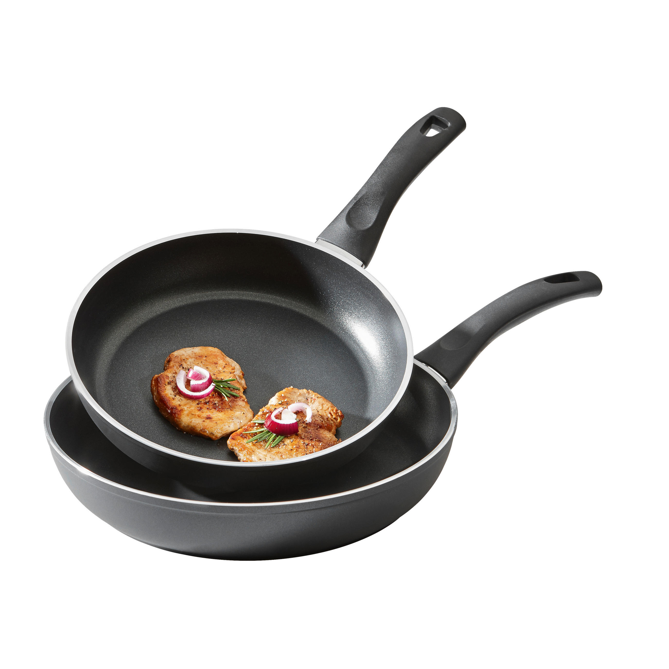 PFANNENSET Versilia Aluminium 2-teilig  - Schwarz, Basics, Metall - Ballarini