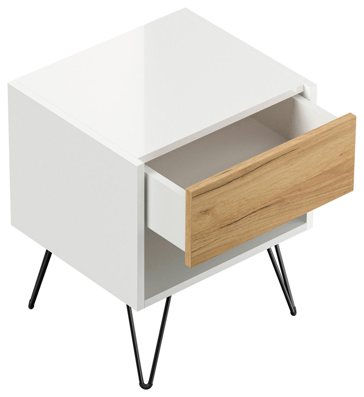 NACHTTISCH 41,2/50/35,6 cm  - Eichefarben/Schwarz, Basics, Holzwerkstoff/Metall (41,2/50/35,6cm) - MID.YOU