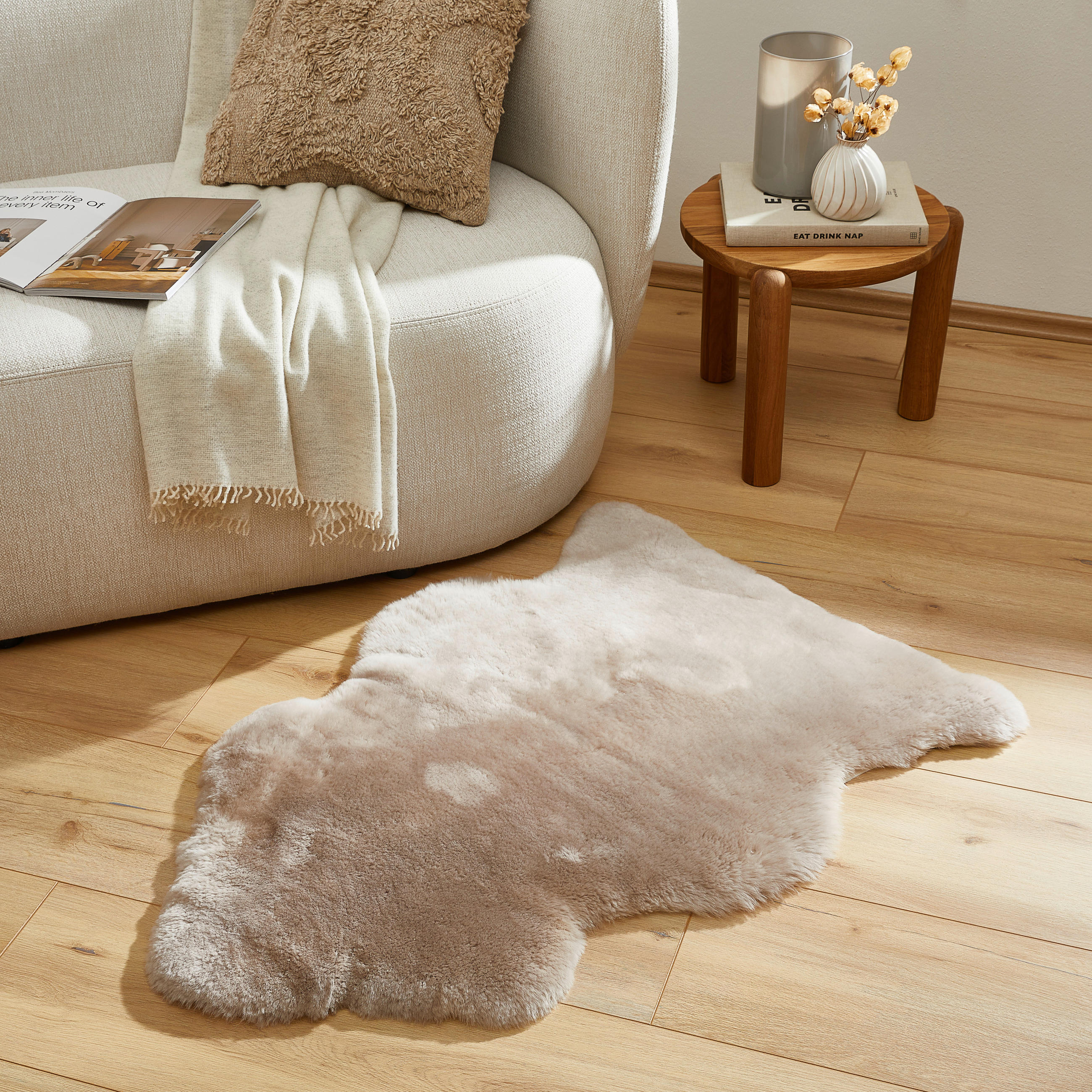 SCHAFFELL 60/90 cm Sidney Schlammfarben  - Schlammfarben, Trend, Fell (60/90cm) - Linea Natura