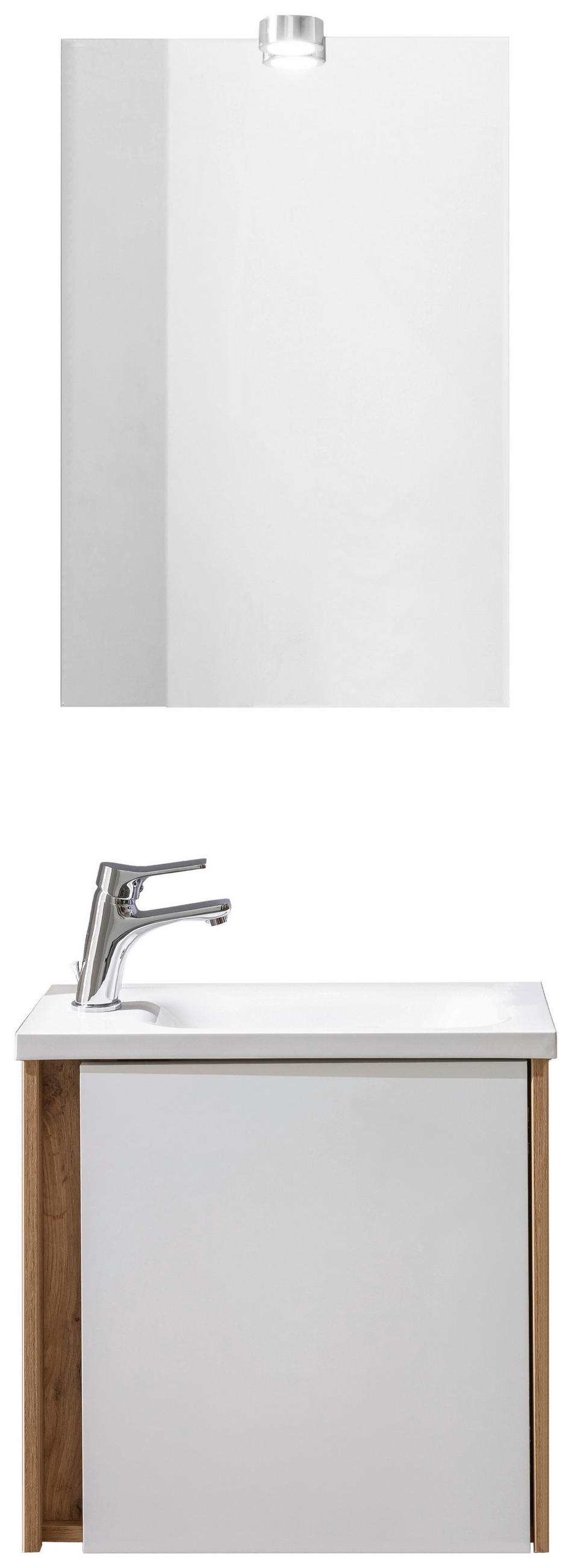 GÄSTEBAD - Weiss/Eichefarben, Konventionell, Glas/Holzwerkstoff (50cm) - Xora