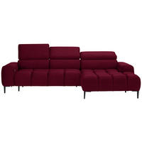 ECKSOFA in Webstoff Rot  270/177 cm  - Rot/Schwarz, Design, Textil/Metall (270/177cm) - Welnova