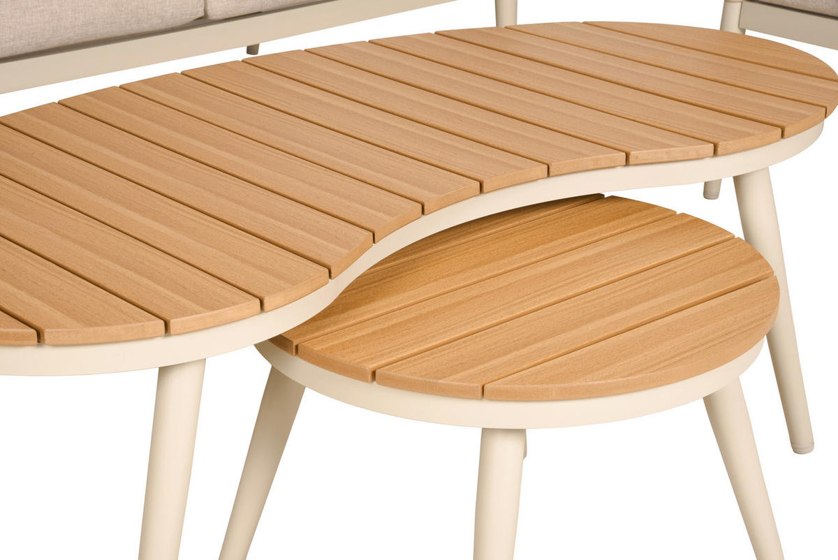 GARTENSET 5-teilig Aluminium 5-teilig  - Sandfarben/Beige, MODERN, Kunststoff/Textil - Gardenson