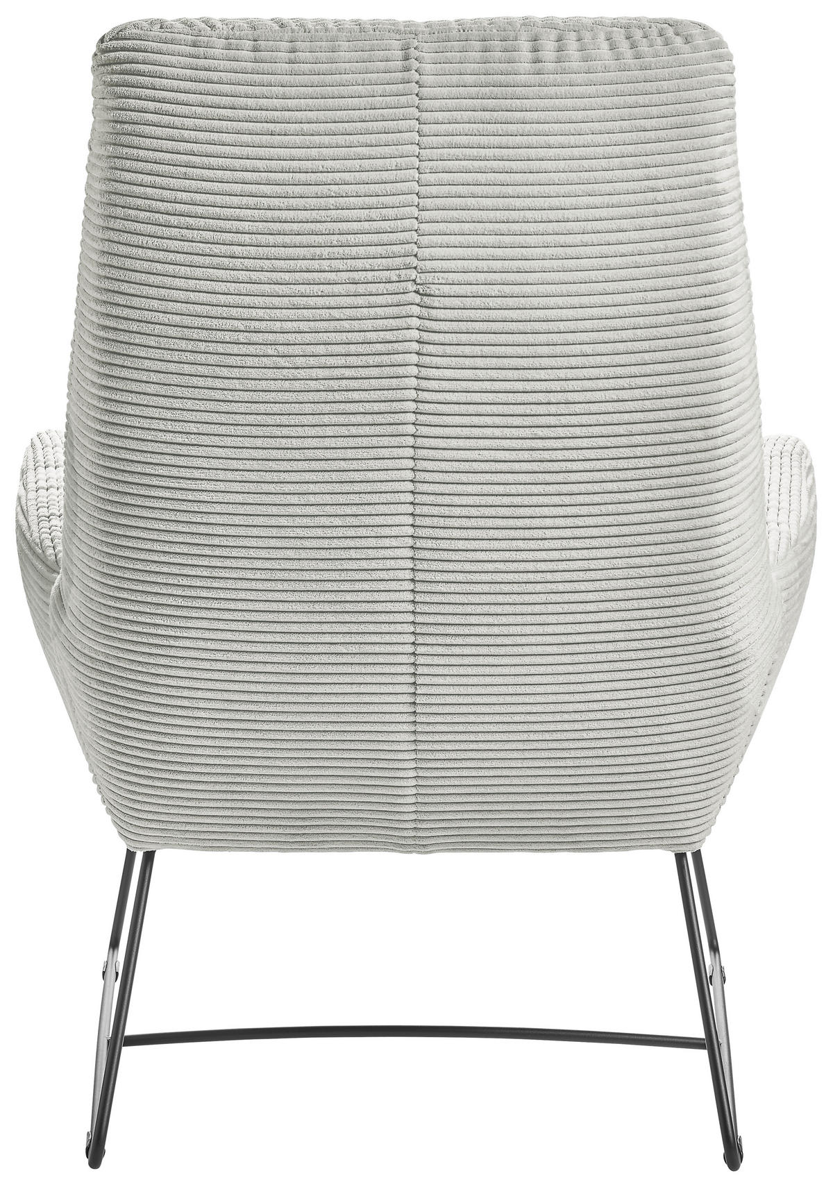 SESSEL in Cord Hellgrau  - Hellgrau/Schwarz, Design, Textil/Metall (82/102/81cm) - Hom`in
