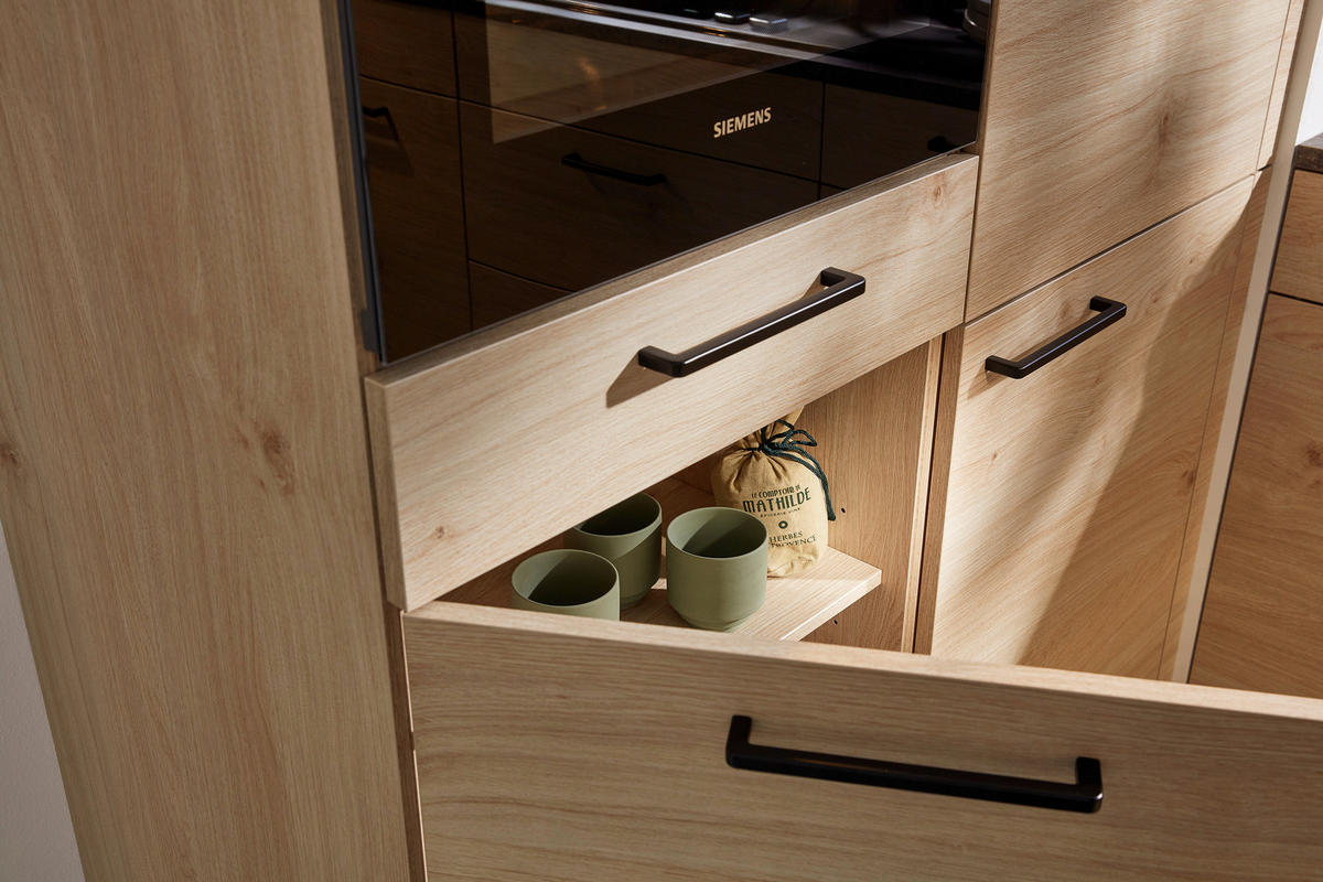 EINBAUKÜCHE   - Eichefarben/Anthrazit, Design, Holzwerkstoff - Dieter Knoll