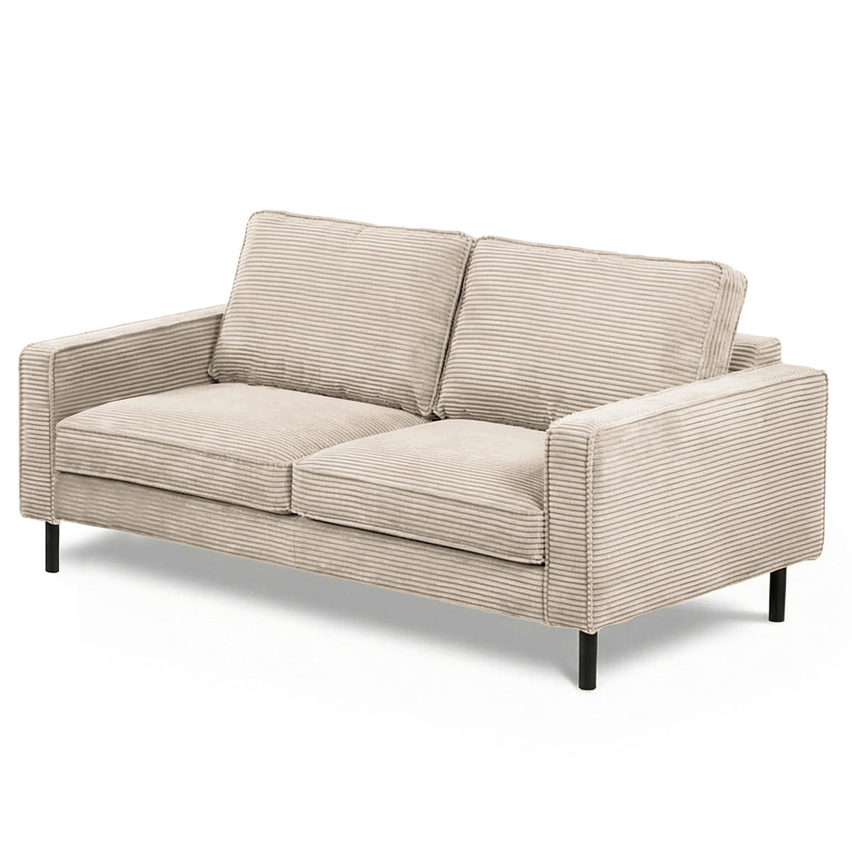 3-SITZER-SOFA  in Cord Hellgrau Modern  - Hellgrau/Schwarz, Design, Textil/Metall (188/85/92cm) - Livetastic