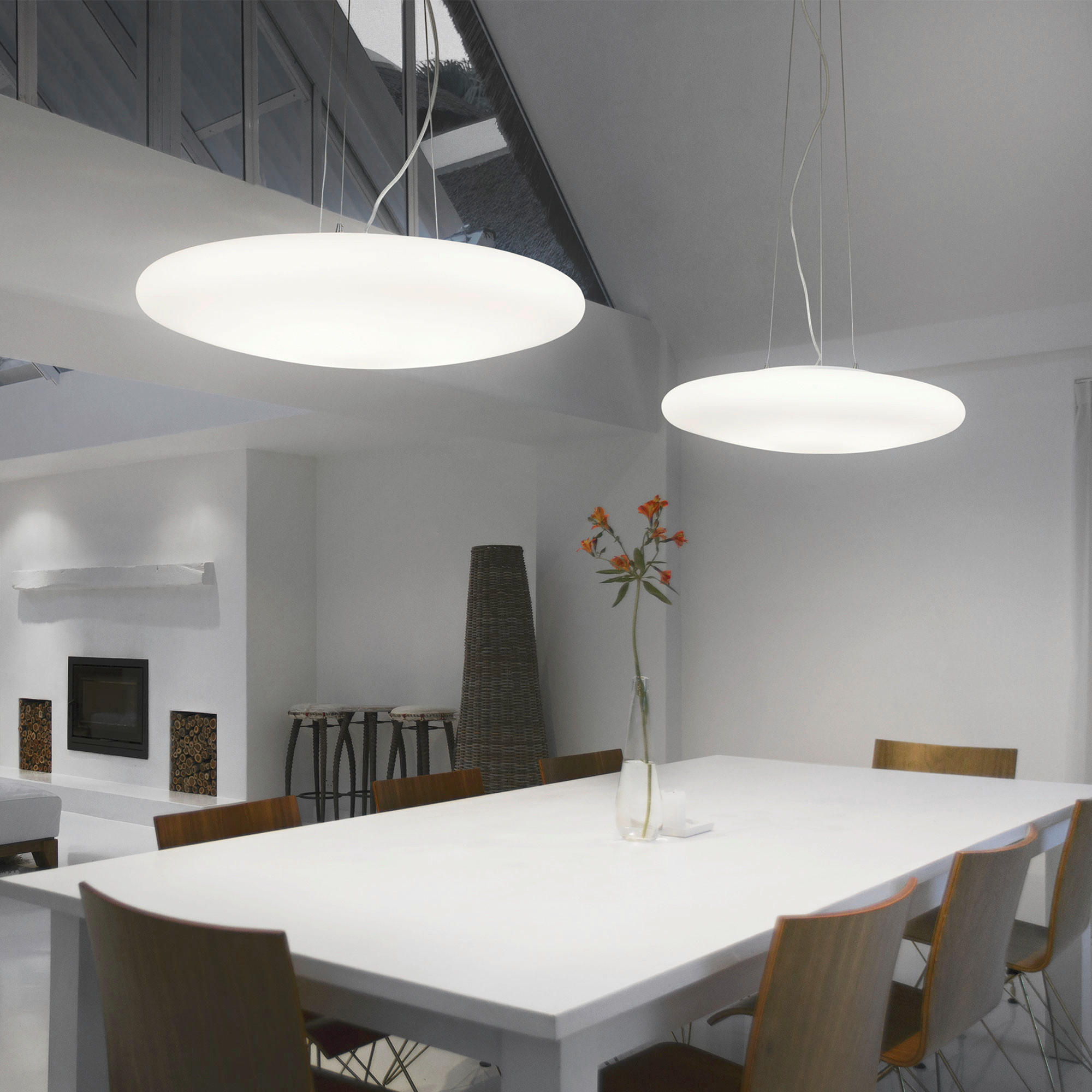 HÄNGELEUCHTE 60/41,5-216,5 cm  - Weiß, Basics, Glas (60/41,5-216,5cm) - Ideal Lux