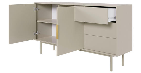 SIDEBOARD Viva in 154/82/39 cm - Kaschmir/Goldfarben, Design, Holzwerkstoff/Metall (154/82/39cm) - Xora