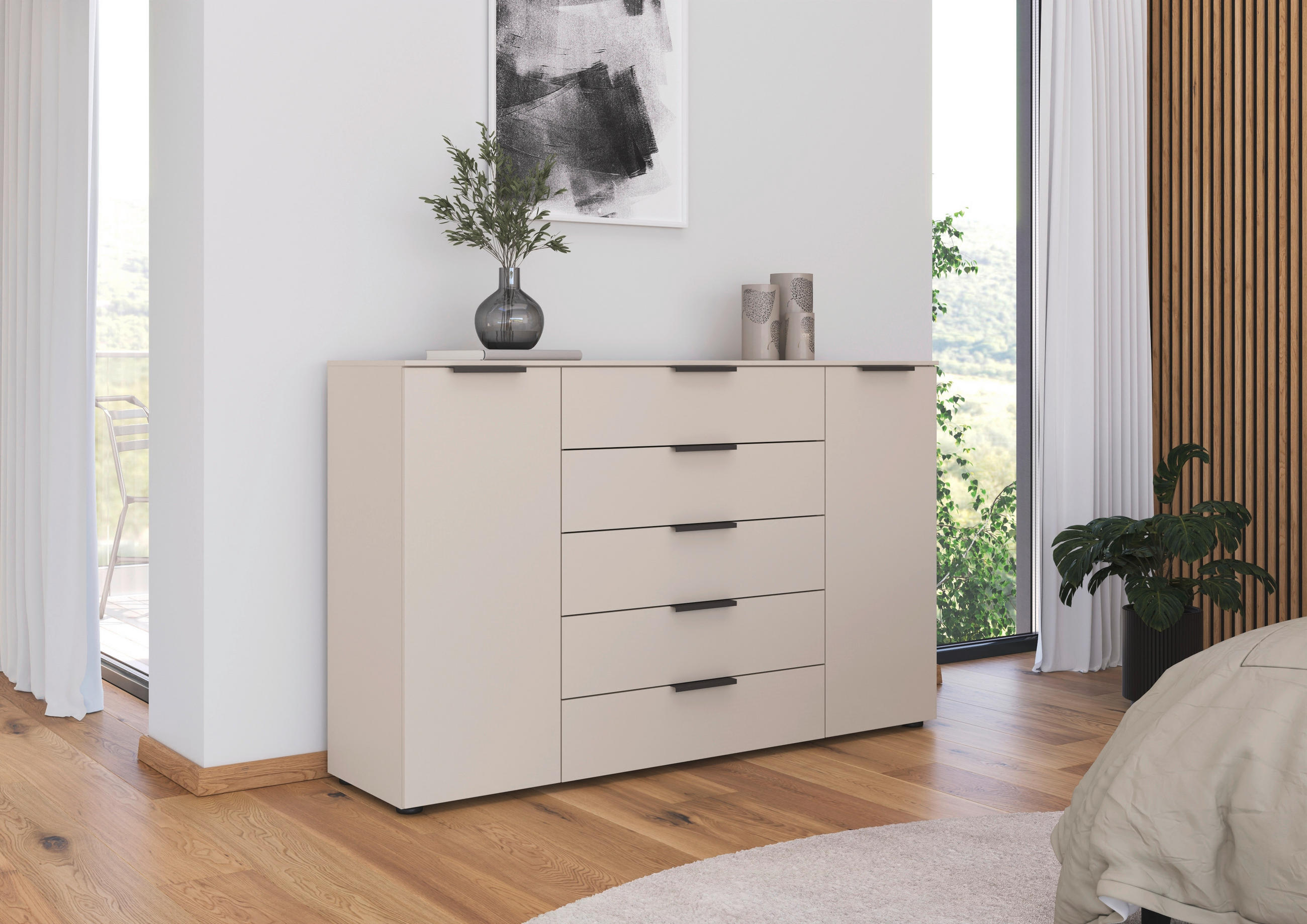 KOMMODE  in 160/100/42 cm  - Champagner/Graphitfarben, MODERN, Holzwerkstoff/Kunststoff (160/100/42cm) - Rauch Möbel