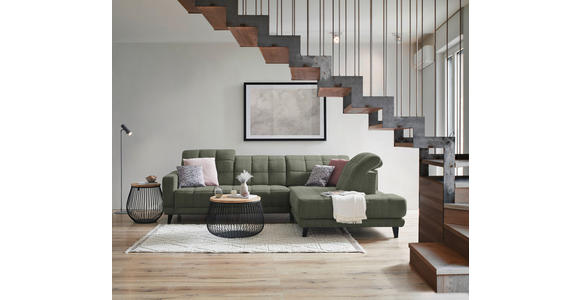 ECKSOFA in Webstoff Grün 302/216 cm - Schwarz/Grün, Design, Holz/Textil (302/216cm) - Xora