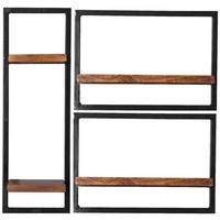 WANDREGALSET 80/75/25 cm  - Schwarz/Naturfarben, Design, Holz/Metall (80/75/25cm) - MID.YOU