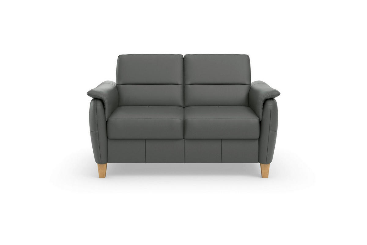 2-SITZER-SOFA Echtleder Anthrazit  - Eichefarben/Anthrazit, Basics, Leder/Holz (149/89/89cm) - Sit & More