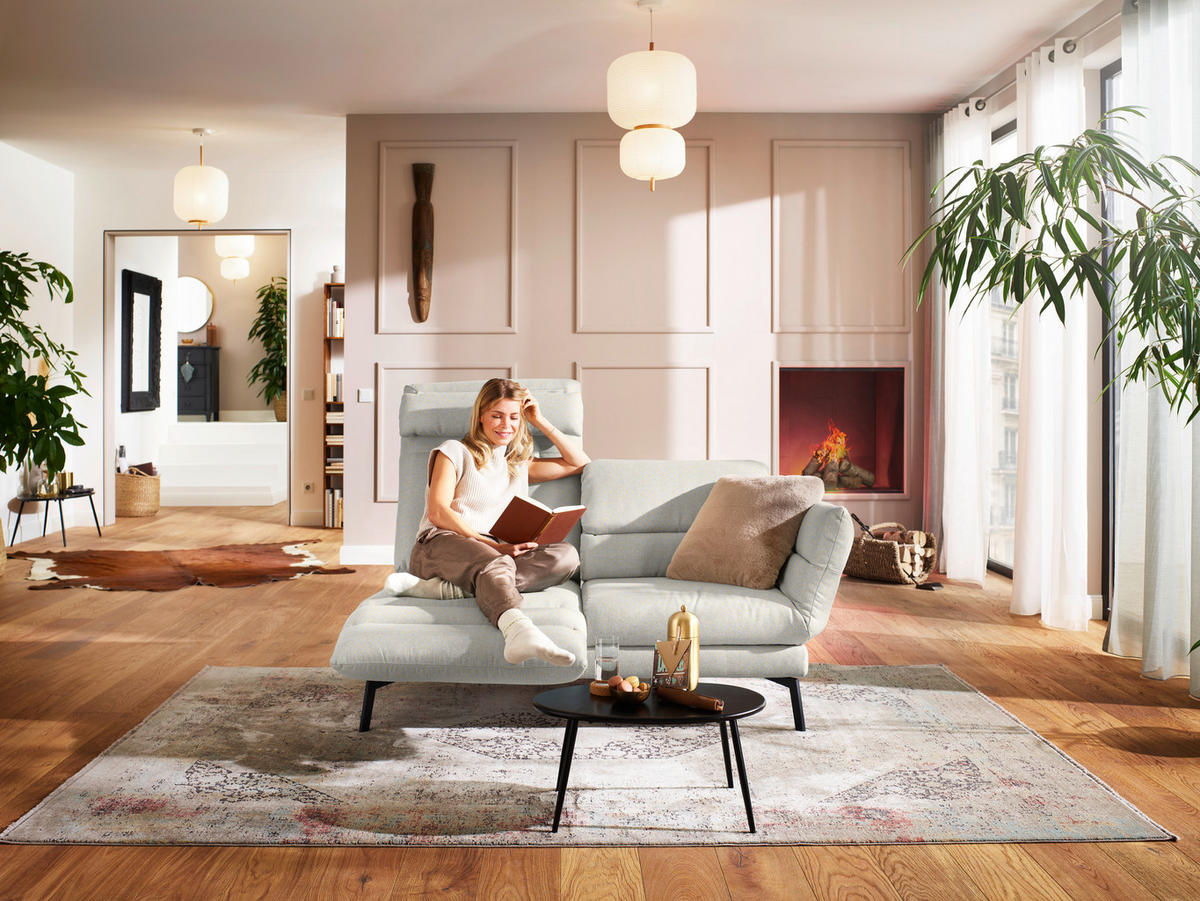 2-SITZER-SOFA Flachgewebe Naturfarben  - Schwarz/Naturfarben, Design, Textil/Metall (178-226/83-113/96-177cm) - Dieter Knoll