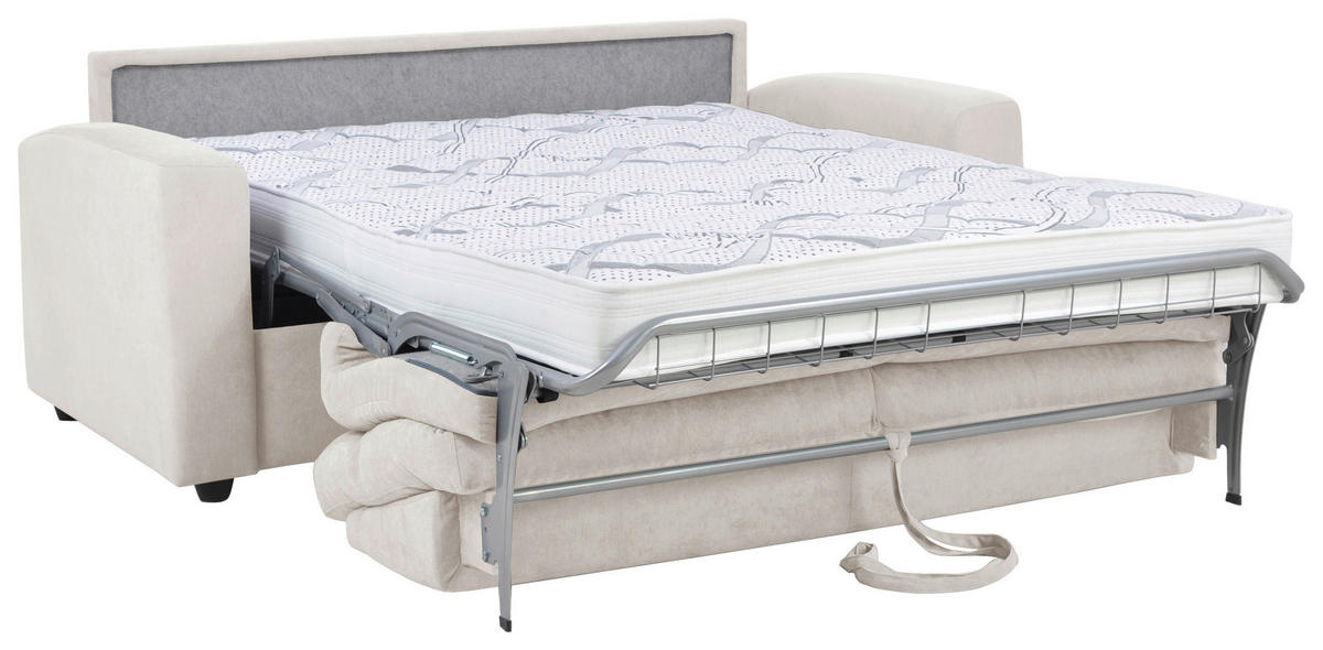 SCHLAFSOFA Mikrofaser Creme  - Graubraun/Creme, KONVENTIONELL, Kunststoff/Textil (186/101/101cm) - Carryhome
