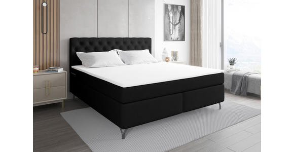 BOXSPRINGBETT 180/200 cm  in Schwarz  - Schwarz, KONVENTIONELL, Textil/Metall (180/200cm) - Carryhome