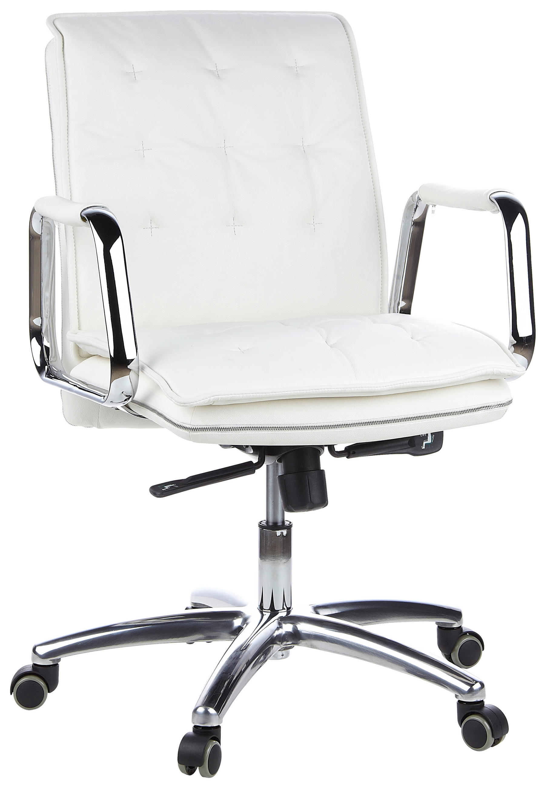 DREHSTUHL Creme - Silberfarben/Creme, Basics, Leder/Kunststoff (60/109/48cm) - MID.YOU