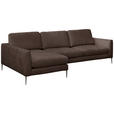 ECKSOFA Braun Chenille Rückenkissen, Rücken echt  - Silberfarben/Braun, KONVENTIONELL, Textil/Metall (143/284cm) - Carryhome