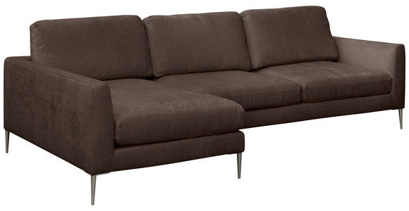 ECKSOFA Braun Chenille Rückenkissen, Rücken echt  - Silberfarben/Braun, KONVENTIONELL, Textil/Metall (143/284cm) - Carryhome
