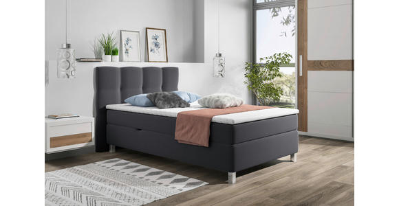 BOXBETT 120/200 cm in Dunkelgrau - Dunkelgrau/Alufarben, KONVENTIONELL, Kunststoff/Textil (120/200cm) - Carryhome