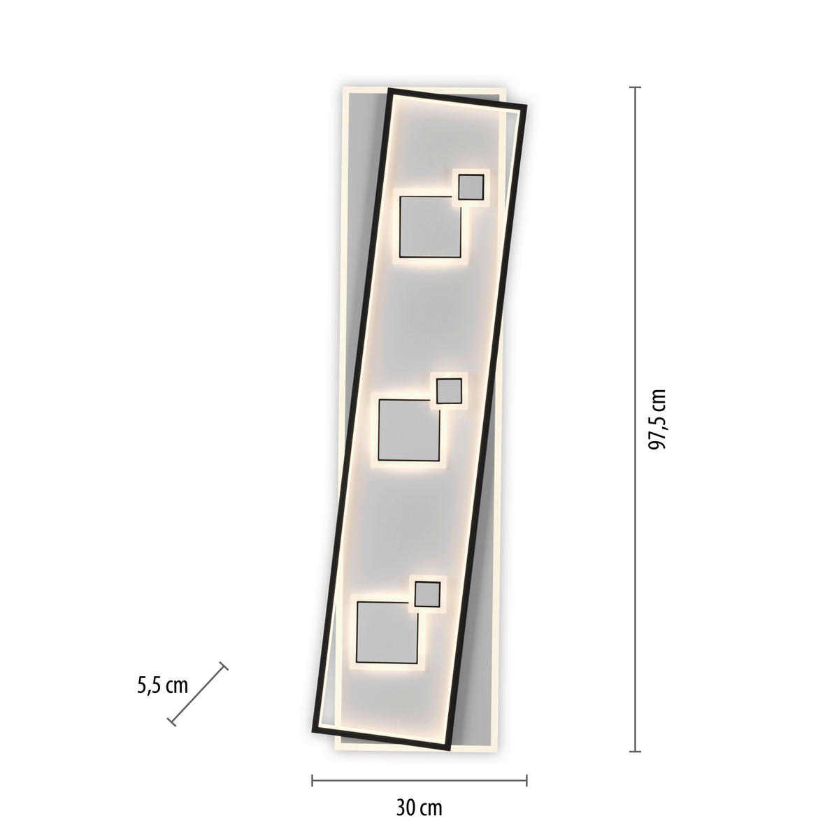 STROPNÍ LED SVÍTIDLO, 97,5/30/5,5 cm - Basics, kov/plast (97,5/30/5,5cm)