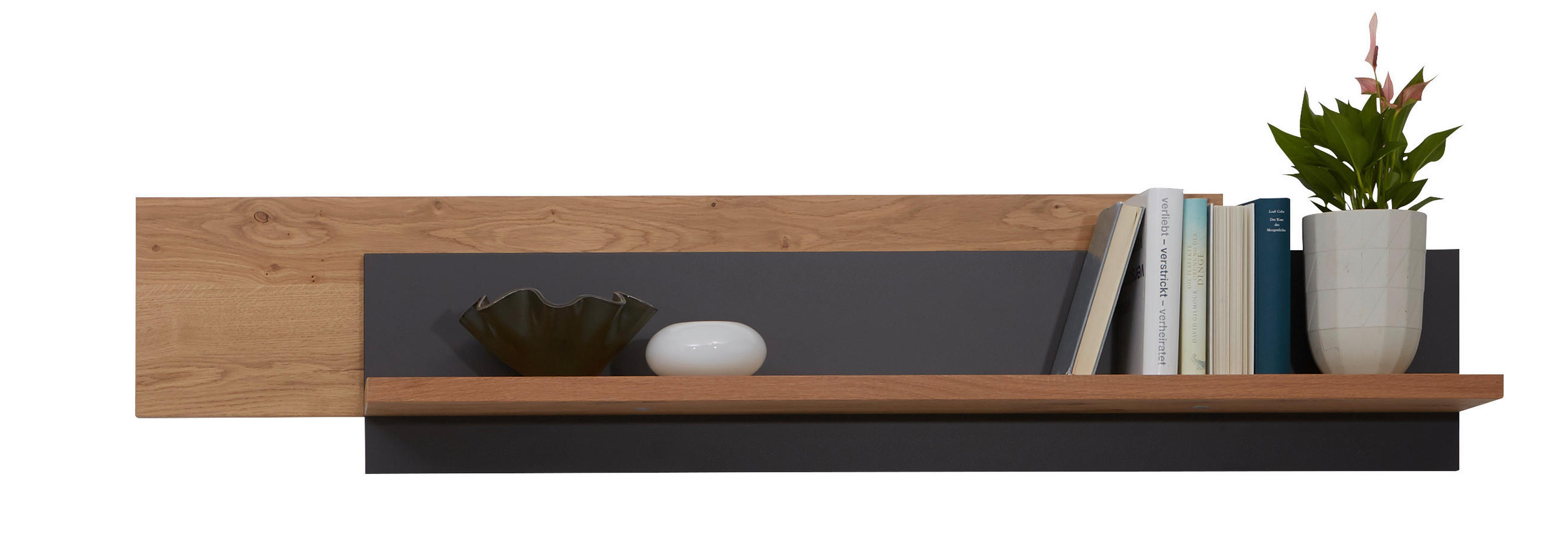 WANDBOARD Balkeneiche furniert Grau, Eichefarben  - Eichefarben/Grau, Design, Holz (157,5/33,6/25cm) - Dieter Knoll