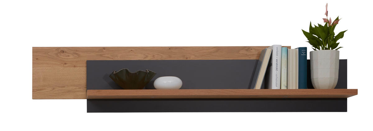 WANDBOARD Balkeneiche furniert Grau, Eichefarben  - Eichefarben/Grau, Design, Holz (157,5/33,6/25cm) - Dieter Knoll