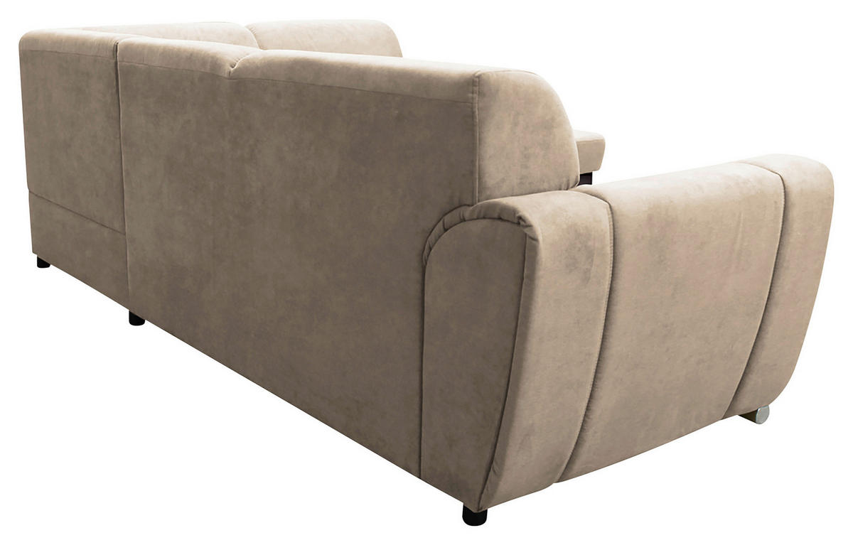 ECKSOFA in Velours Dunkelbraun, Beige  255/196 cm  - Dunkelbraun/Beige, Design, Kunststoff/Textil (255/196cm) - MID.YOU