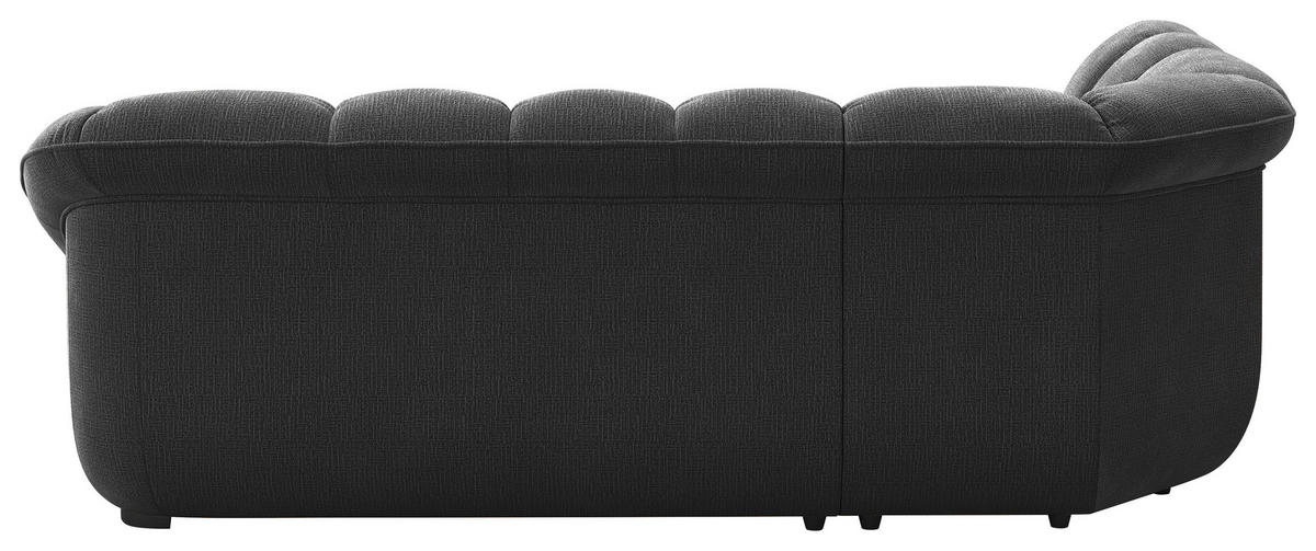 ECKSOFA Schwarz Chenille Bettkasten, Schlaffunktion, Rücken echt  - Schwarz, KONVENTIONELL, Kunststoff/Textil (222/260cm) - Welnova