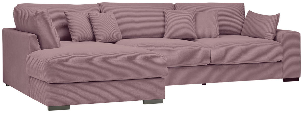 ECKSOFA in Cord Flieder  - Flieder/Schwarz, Design, Kunststoff/Textil (205/340cm) - Lomoco
