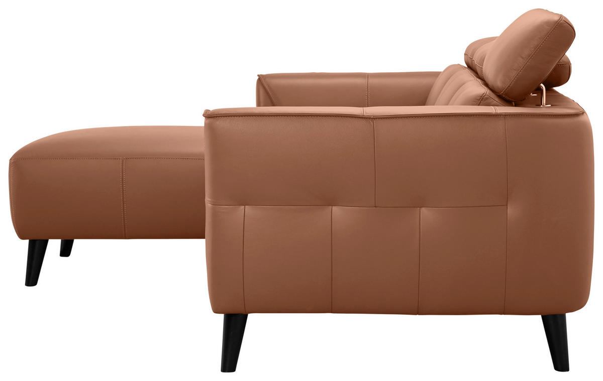 ECKSOFA Cognac Echtleder  - Cognac, KONVENTIONELL, Leder/Holz (223/92,5/173cm) - MID.YOU