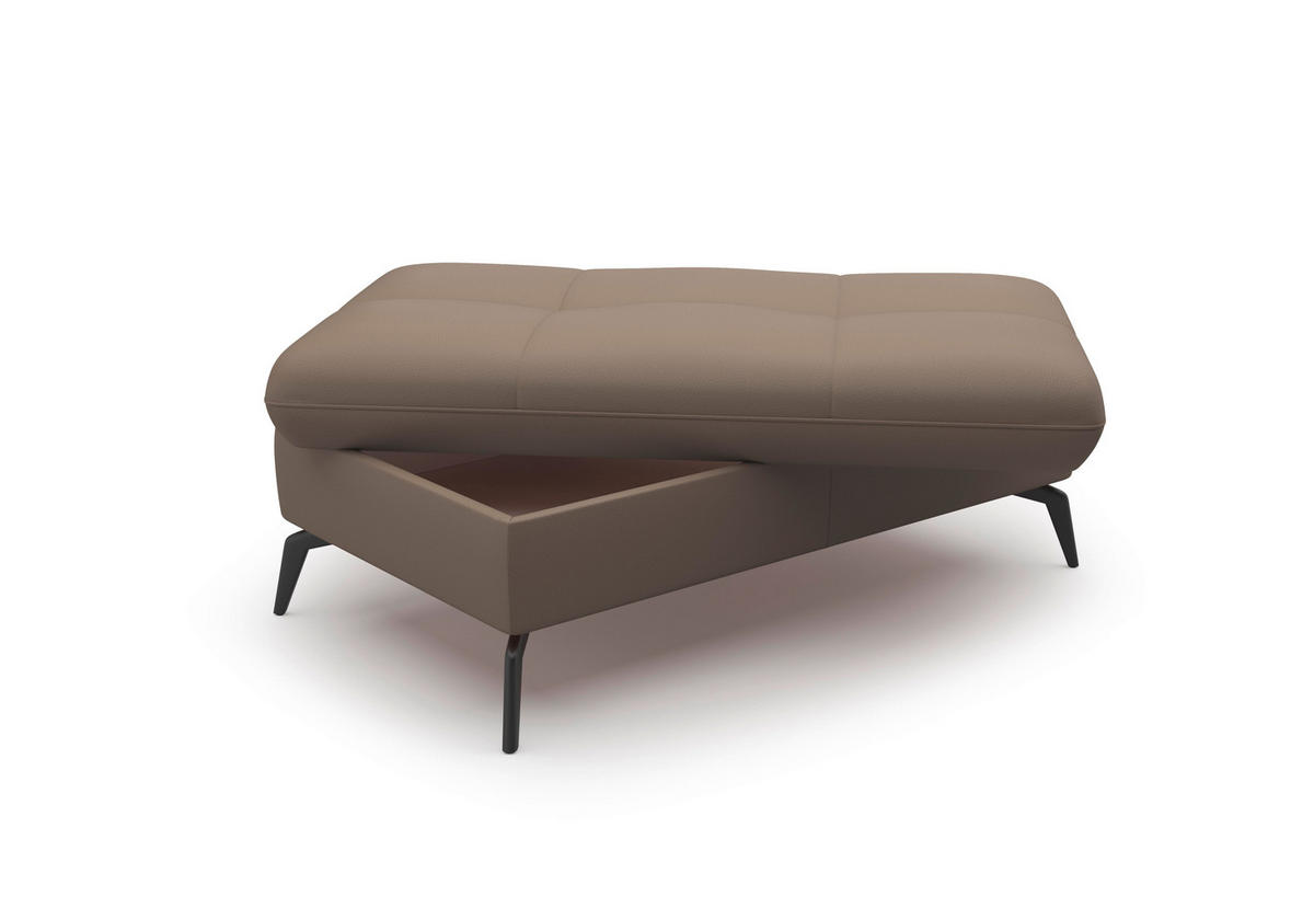 HOCKER in Leder Grau  - Schwarz/Grau, Konventionell, Leder/Metall (102/47/69cm) - Sit & More