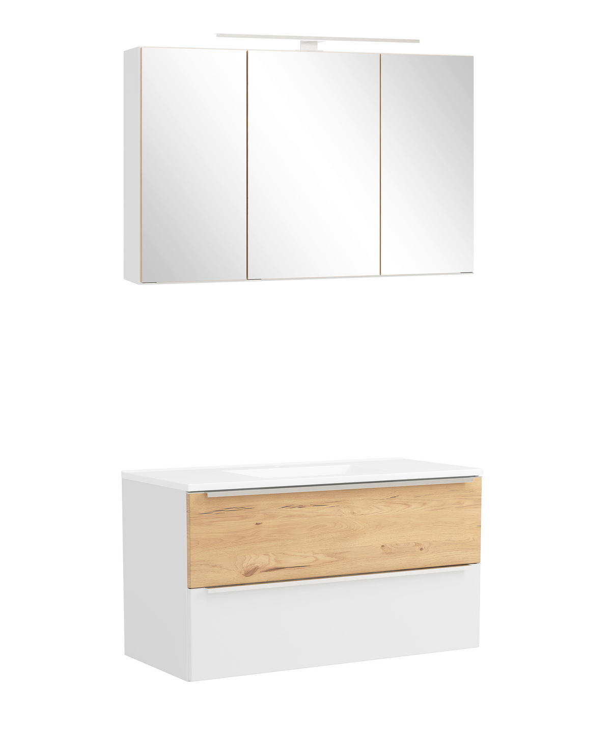 BADEZIMMER 2-teilig  in  - Wildeiche/Edelstahlfarben, Trend, Glas/Holzwerkstoff (100/200/47cm) - Held