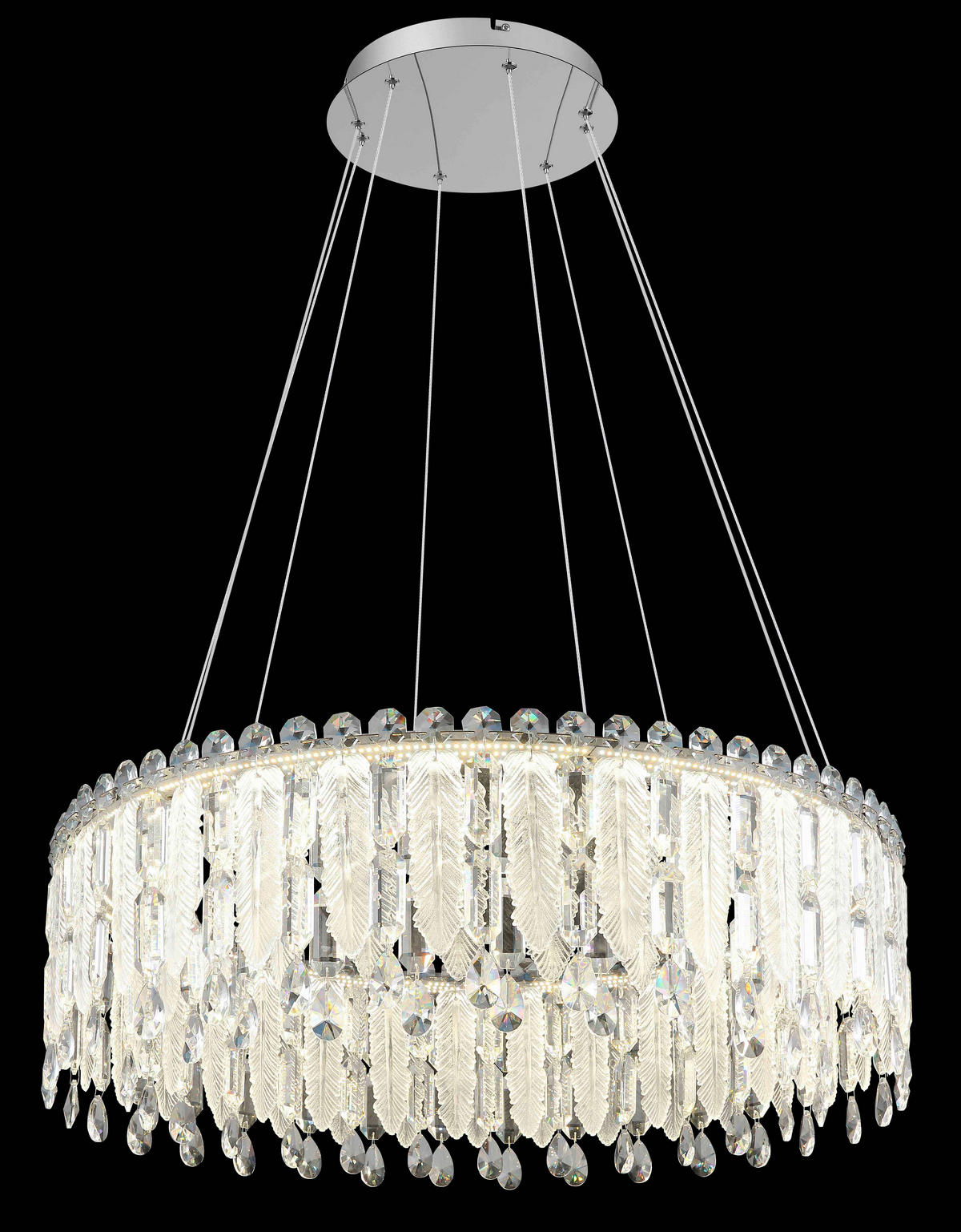 LED-HÄNGELEUCHTE KLUNKA 79,5/120 cm   - Klar/Chromfarben, LIFESTYLE, Glas/Kunststoff (79,5/120cm) - Globo