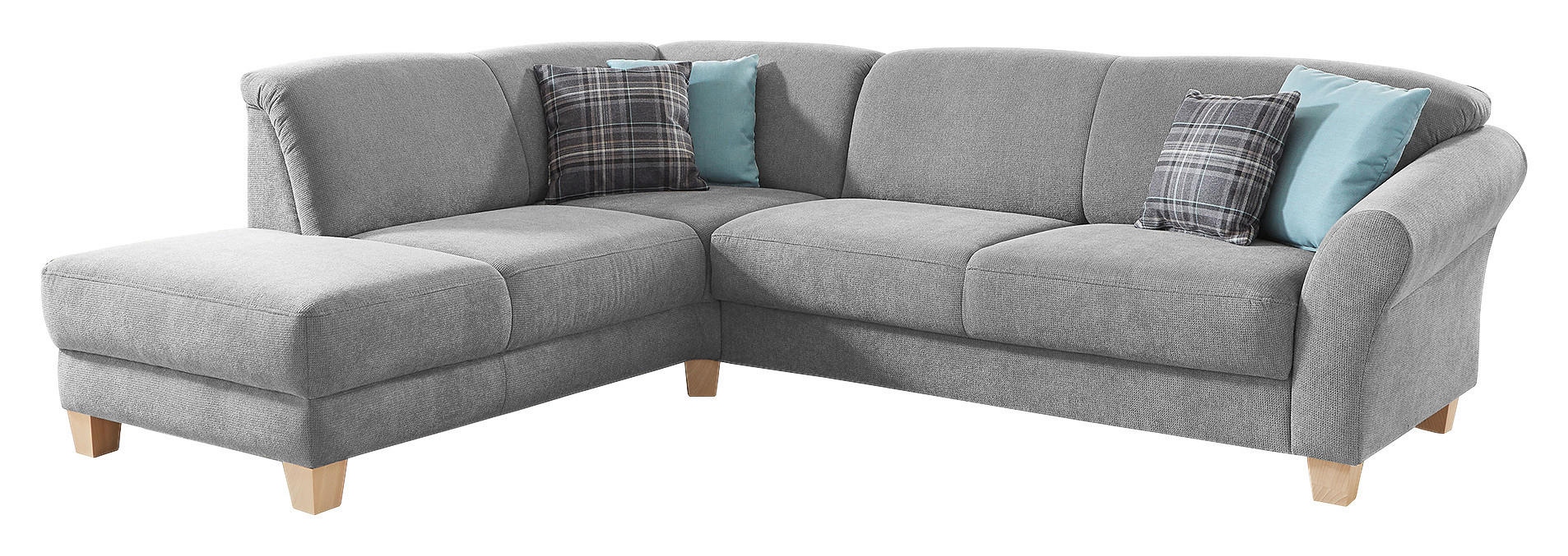 ECKSOFA in Flachgewebe Silberfarben  212/257 cm  - Silberfarben/Naturfarben, KONVENTIONELL, Holz/Textil (212/257cm) - Sit & More
