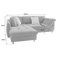 ECKSOFA in Mikrofaser Silberfarben  - Chromfarben/Silberfarben, Design, Kunststoff/Textil (190/250cm) - Livetastic