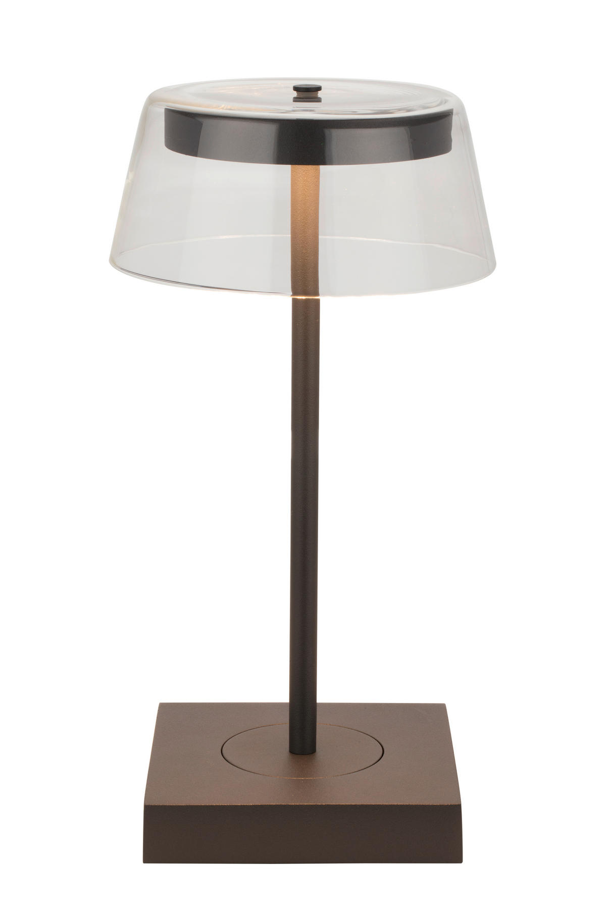 NABÍJATEĽNÁ STOLNÁ LAMPA, stmievač s regulačným kolieskom, 13,7/27 cm  - tmavosivá, Design, kov/sklo (13,7/27cm) - Dieter Knoll