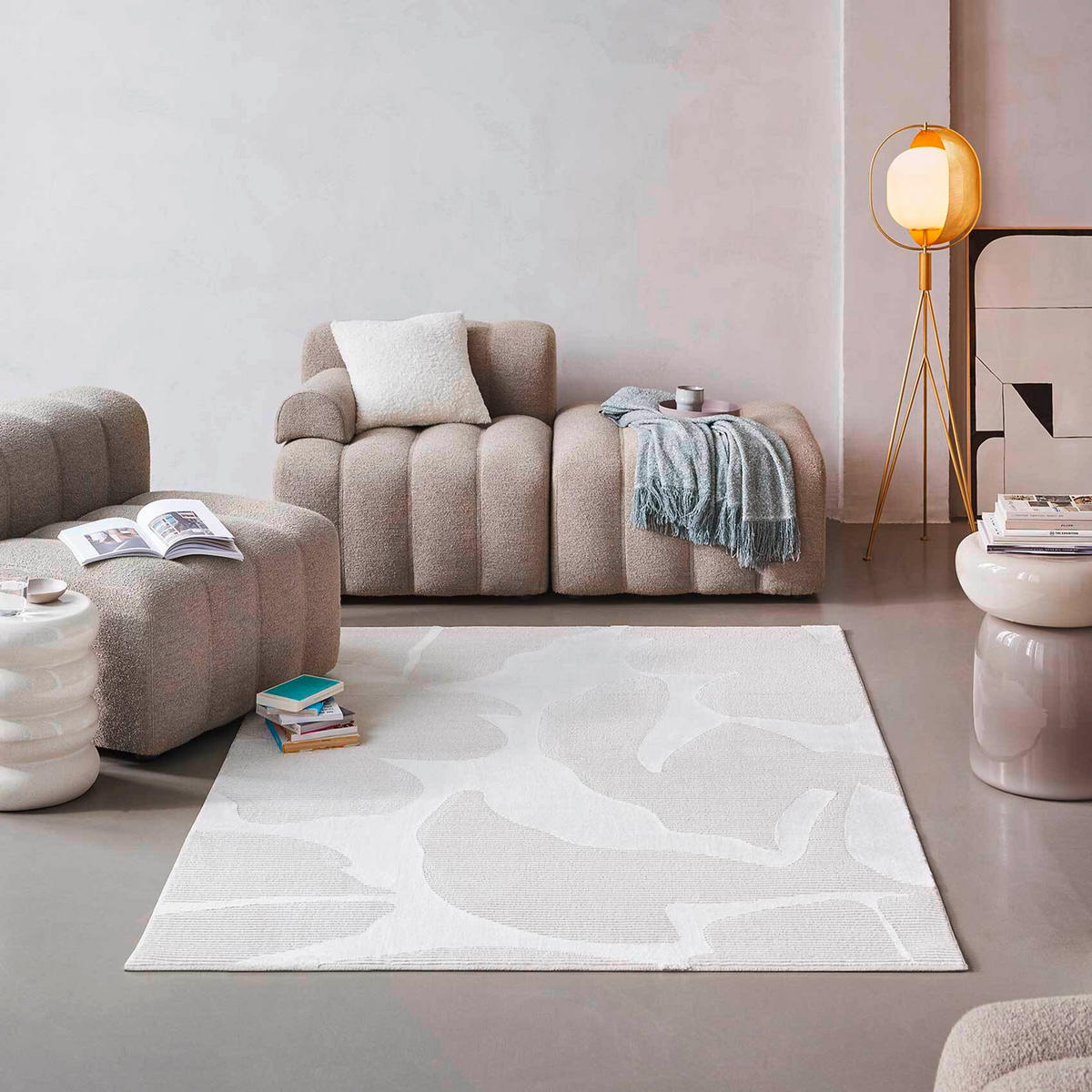 FLACHWEBETEPPICH 200/200 cm Sara Creme, Weiß  - Creme/Weiß, KONVENTIONELL, Textil (200/200cm) - Esprit