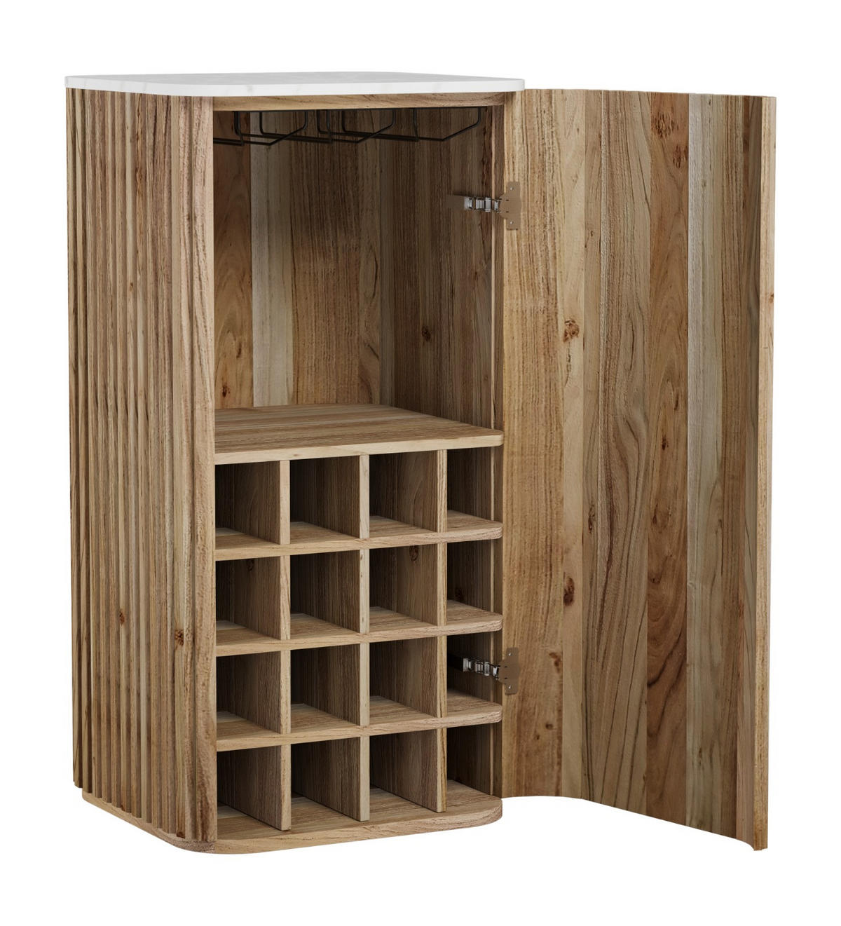 BAR in Weiss, Akaziefarben  - Weiss/Akaziefarben, Modern, Holz/Stein (50/105/50cm) - Livetastic