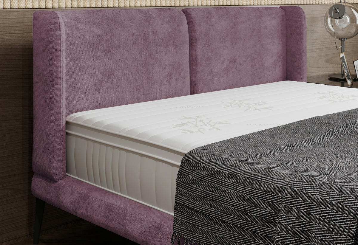 Polsterbett inkl. Matratze Topper, gepolstertes Kopfteil, Matratze 180/200 cm  in Altrosa  - Creme/Altrosa, MODERN, Textil/Metall (180/200cm) - Livetastic