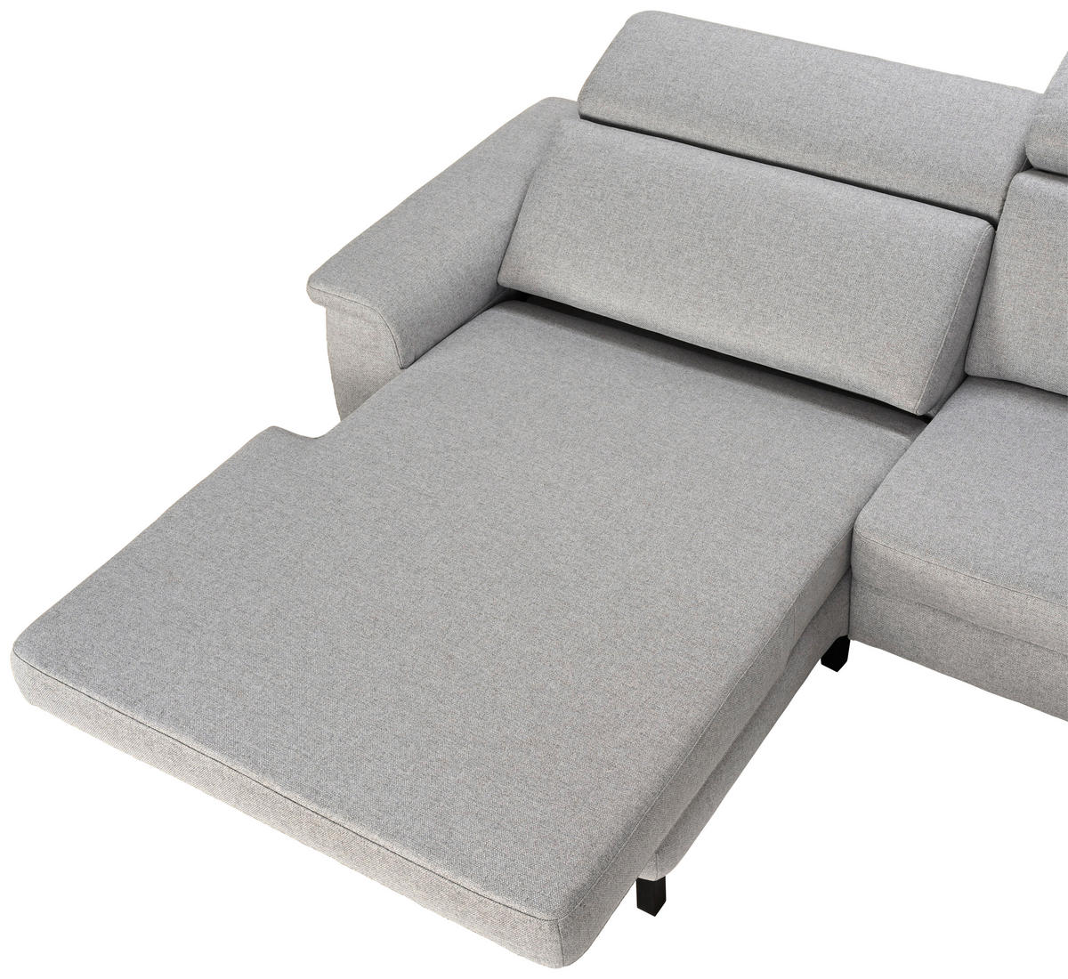 ECKSOFA in Flachgewebe Hellgrau  - Hellgrau/Schwarz, Konventionell, Textil/Metall (182/304cm) - Pure Home Comfort