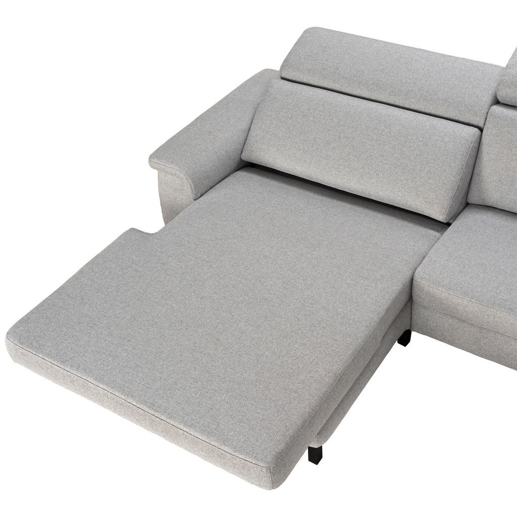 Thumbnail - Pure Home Comfort Ecksofa, Hellgrau, Textil, 3-Sitzer, Ottomane links, L-Form, 304x182 cm, Typenauswahl, Fußauswahl, Led...