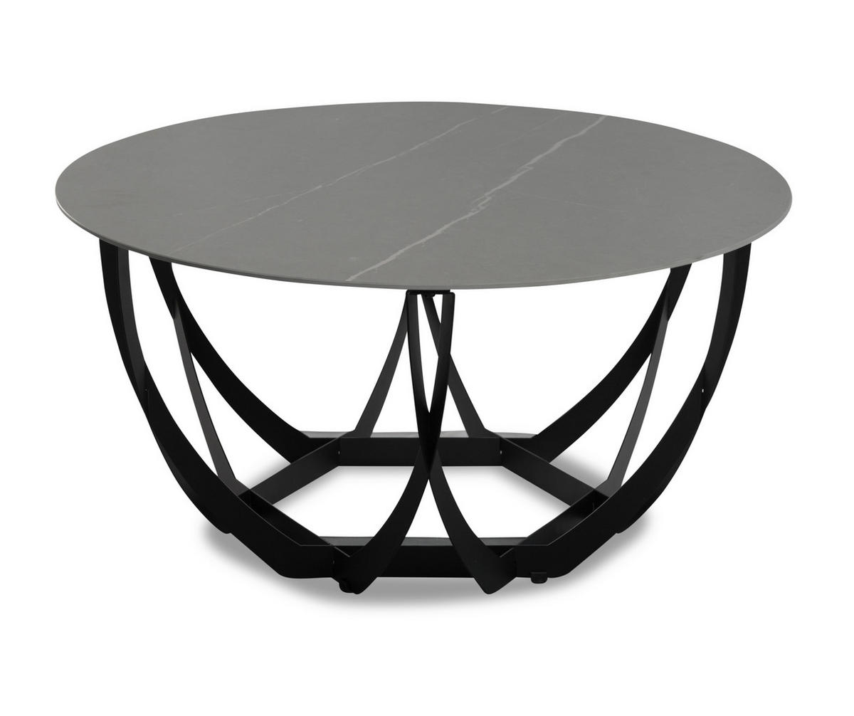 COUCHTISCH 80/80/40 cm rund Grau, Schwarz  - Schwarz/Grau, Basics, Stein/Metall (80/80/40cm) - Xora