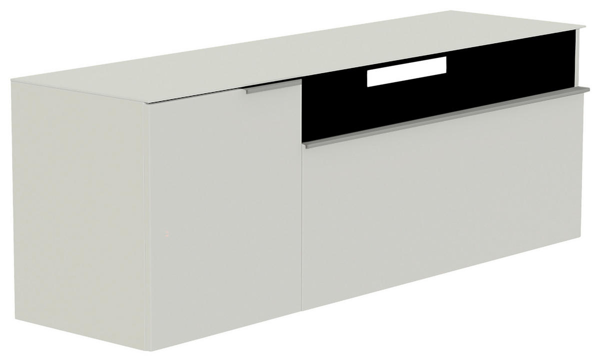 LOWBOARD  in 160/65/45 cm  - Alufarben/Weiß, Design, Glas/Holzwerkstoff (160/65/45cm) - Moderano