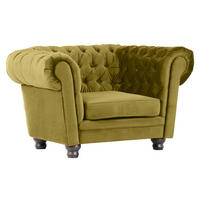 CHESTERFIELD-SESSEL in Flachgewebe Hellgrün  - Dunkelbraun/Hellgrün, Lifestyle, Holz/Textil (130/79/93cm)