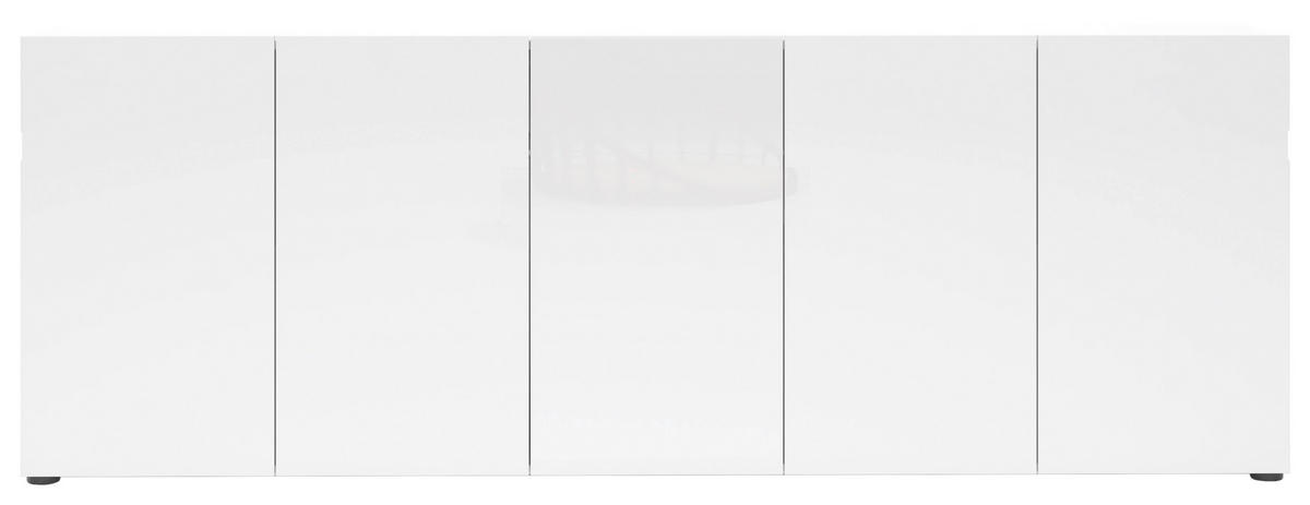 SIDEBOARD 225/79/38 cm  in Weiss Hochglanz  - Weiss Hochglanz/Schwarz, Design, Holzwerkstoff/Kunststoff (225/79/38cm) - home24