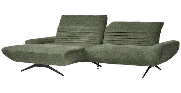 ECKSOFA  in Bouclé Grün  170-195/280 cm  - Schwarz/Grün, Design, Textil/Metall (170-195/280cm) - Dieter Knoll