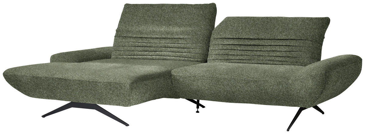 ECKSOFA  in Bouclé Grün  170-195/280 cm  - Schwarz/Grün, Design, Textil/Metall (170-195/280cm) - Dieter Knoll