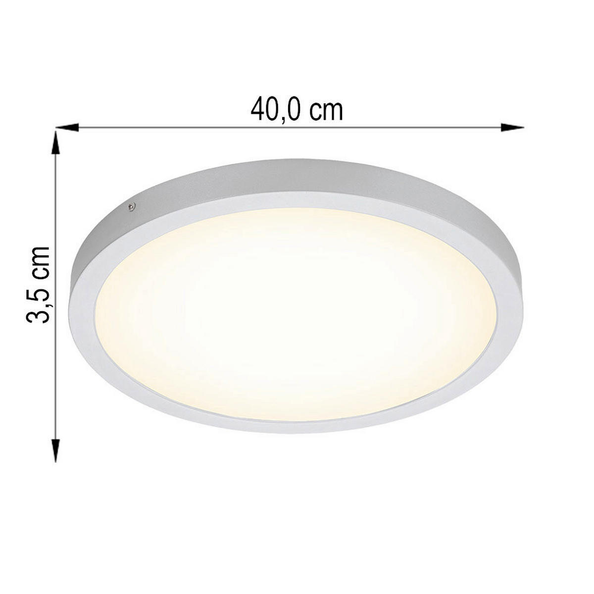 AUFBAULEUCHTE 40/3,5 cm   - Chromfarben/Weiß, Design, Kunststoff/Metall (40/3,5cm) - Globo