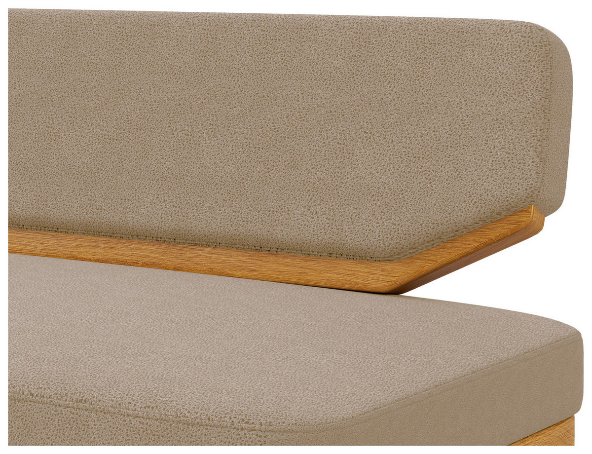 SITZBANK 190/80/52 cm Flachgewebe Eichefarben, Taupe Eiche massiv  - Taupe/Eichefarben, Basics, Holz/Textil (190/80/52cm) - Carryhome
