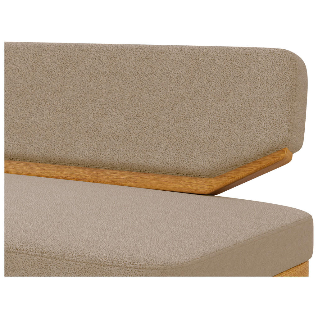 Thumbnail - Carryhome Sitzbank, Eiche, Taupe, Textil, Holz, Eiche, massiv, 3-Sitzer, 190x80x52 cm, mit Rückenlehne, Stoffauswahl, Es...