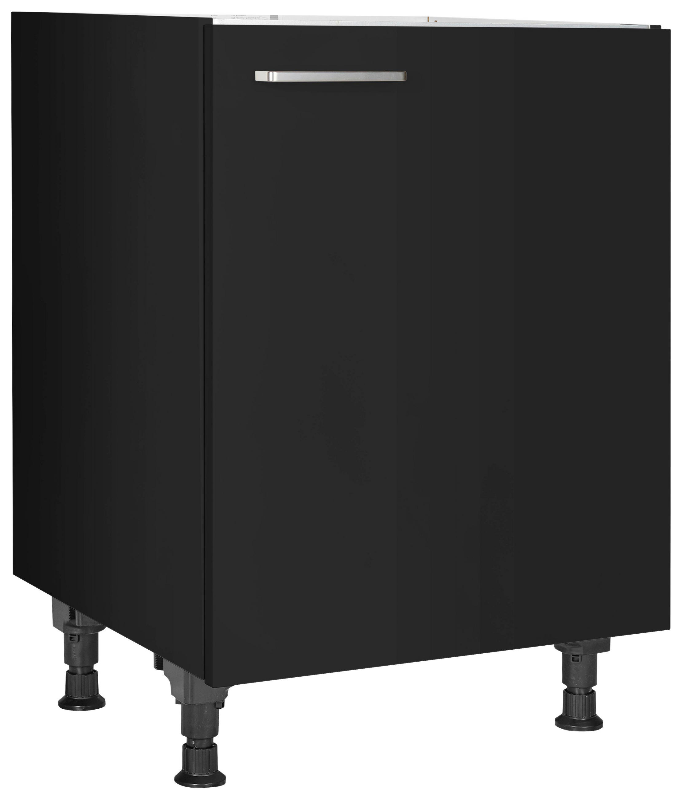 SPÜLENUNTERSCHRANK 60/87/56 cm  in Schwarz  - Edelstahlfarben/Schwarz, MODERN, Holzwerkstoff/Metall (60/87/56cm) - Nobilia